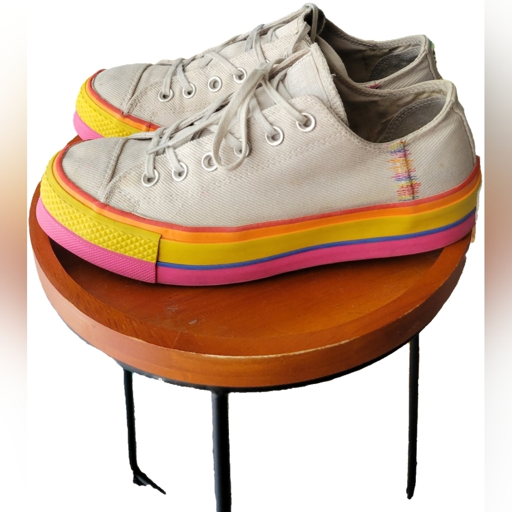 CONVERSE All-Star Chuck Taylor Lift OX Pale Putty/Rainbow Sneakers